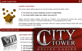 City Tower Casino is offering online comp points