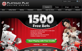 Free Bets offered by Platinum Play Casino