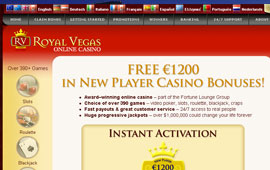 $1,200 is being given away at Royal Vegas to new players